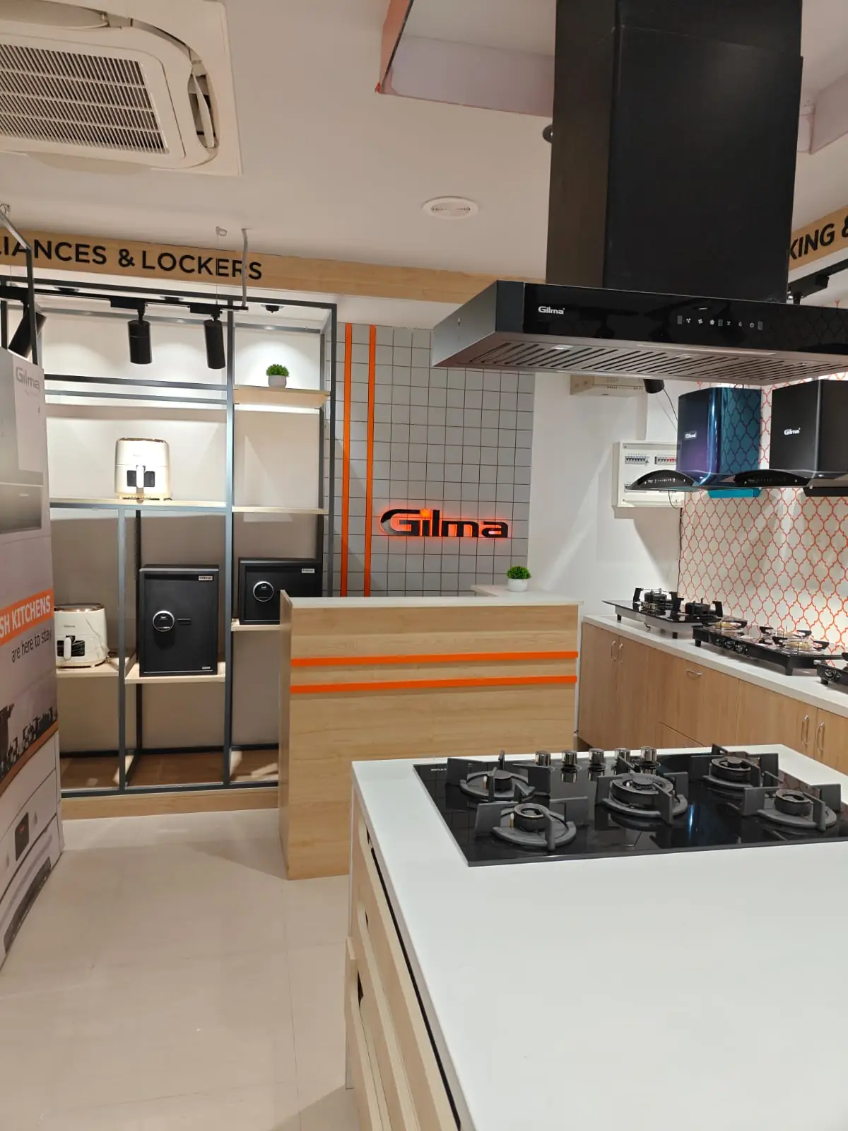Gilma showroom chimney and hob display wall
